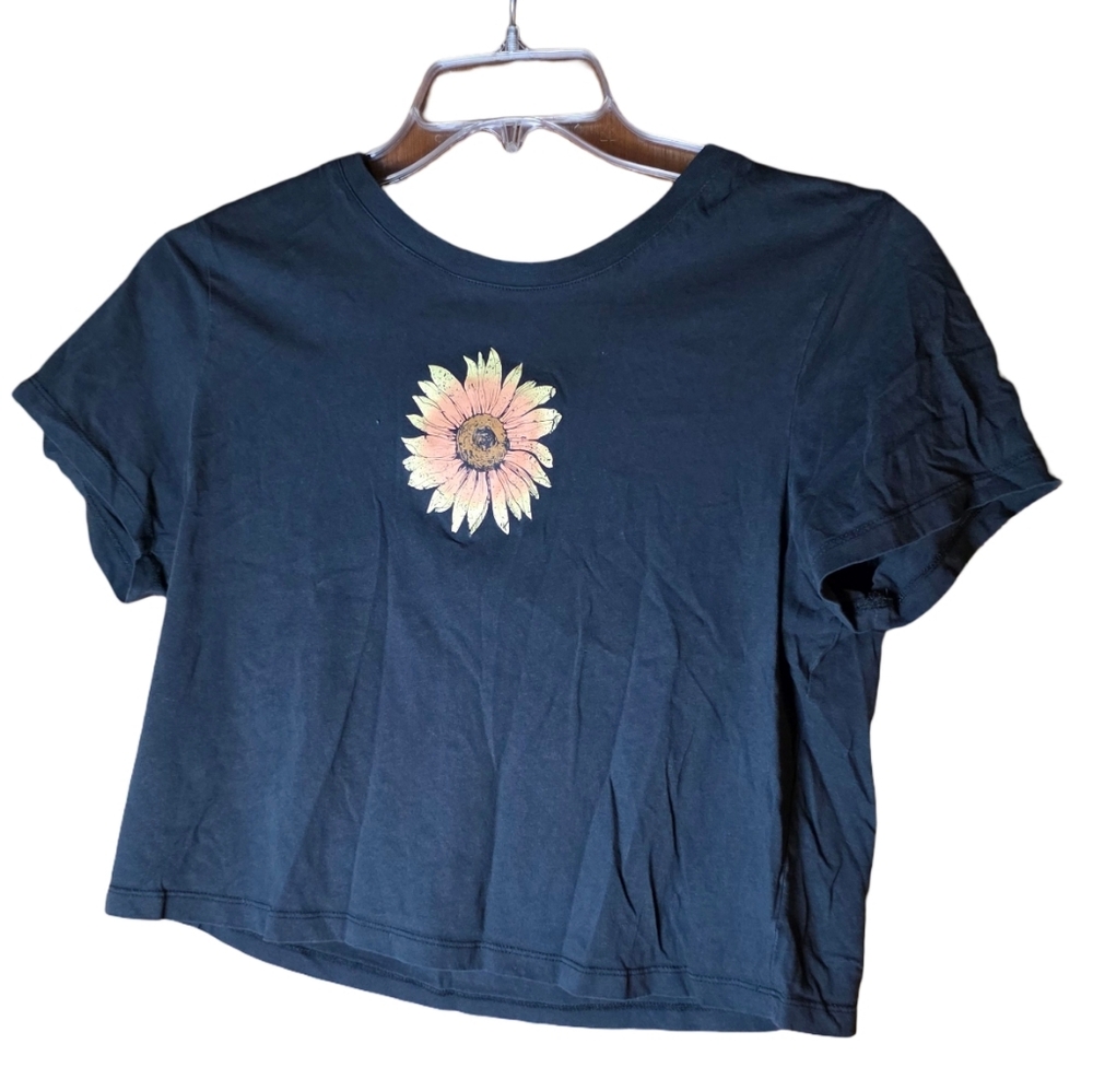 Self Esteem Wild & Free Sunflower Graphic Crop Tee Size L
